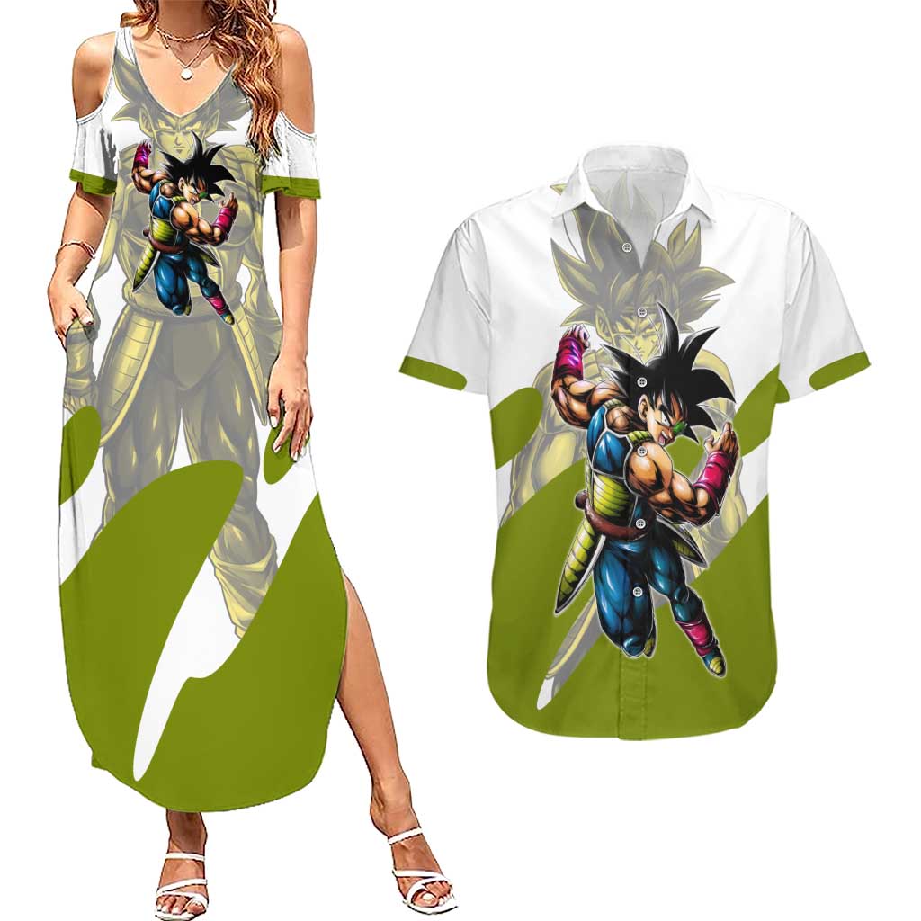 Bardock Saiyan Legacy Couples Matching Summer Maxi Dress and Hawaiian Shirt Classic Anime Battle Style