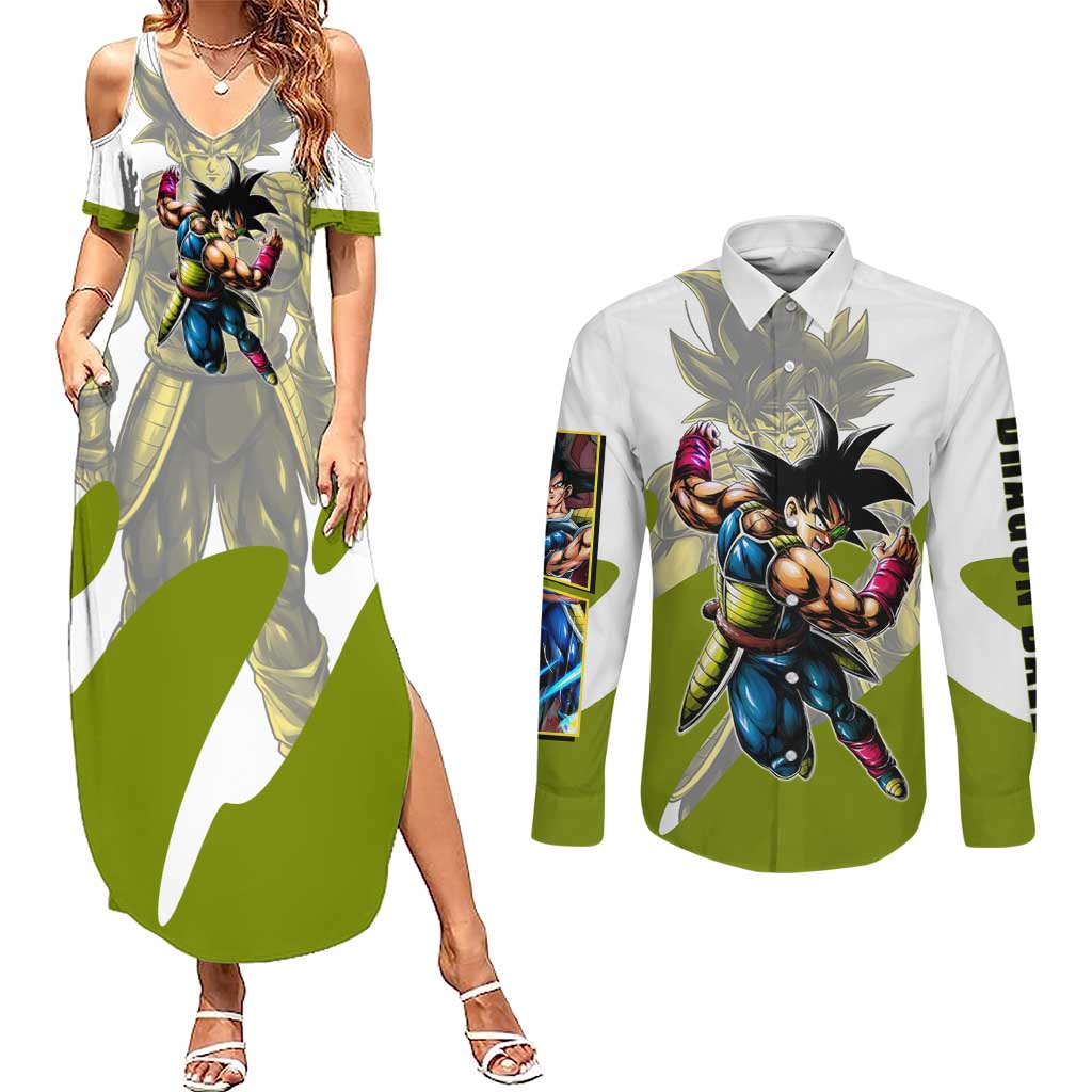 Bardock Saiyan Legacy Couples Matching Summer Maxi Dress and Long Sleeve Button Shirt Classic Anime Battle Style