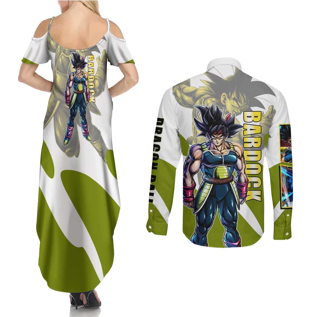 Bardock Saiyan Legacy Couples Matching Summer Maxi Dress and Long Sleeve Button Shirt Classic Anime Battle Style