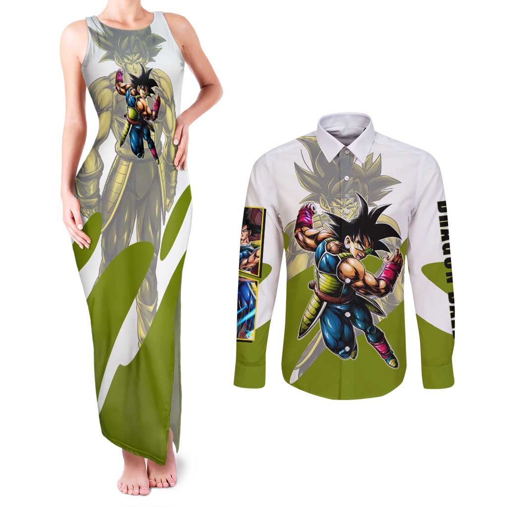 Bardock Saiyan Legacy Couples Matching Tank Maxi Dress and Long Sleeve Button Shirt Classic Anime Battle Style