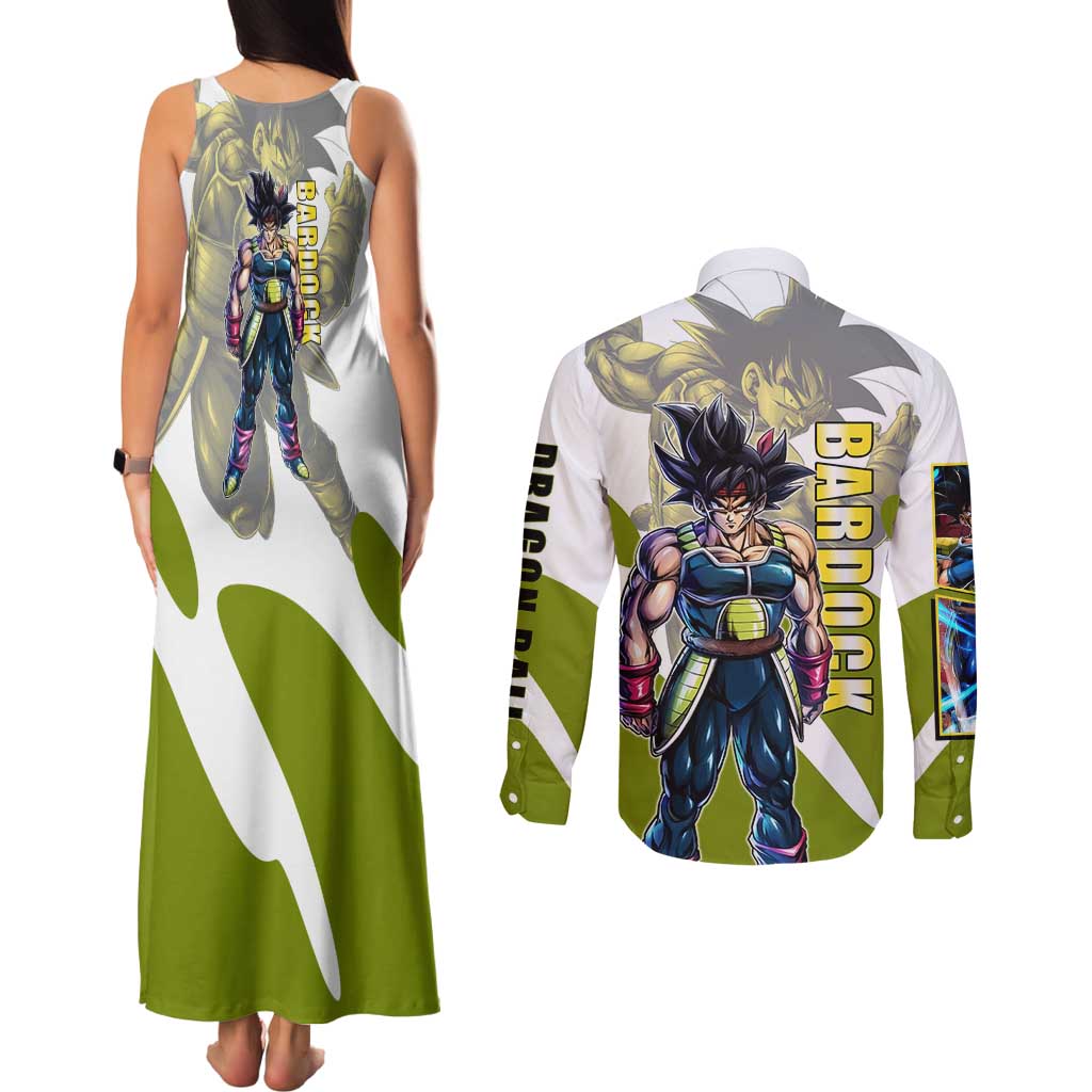 Bardock Saiyan Legacy Couples Matching Tank Maxi Dress and Long Sleeve Button Shirt Classic Anime Battle Style