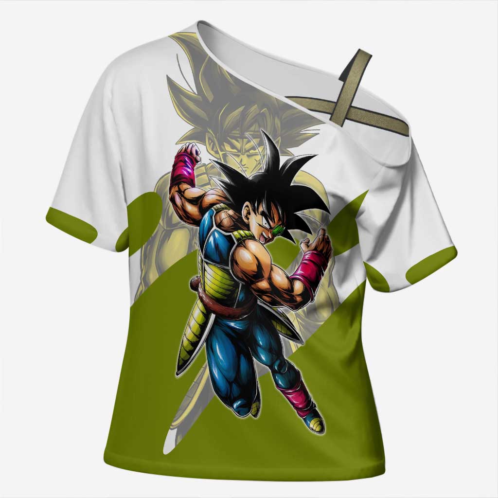 Bardock Saiyan Legacy Cross Shoulder Shirt Classic Anime Battle Style