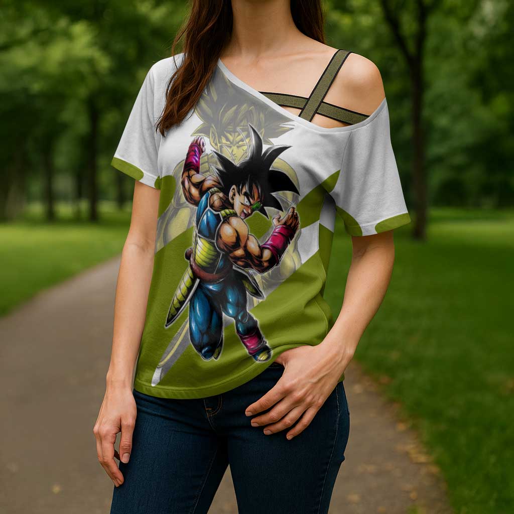 Bardock Saiyan Legacy Cross Shoulder Shirt Classic Anime Battle Style
