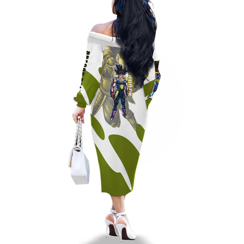 Bardock Saiyan Legacy Family Matching Off The Shoulder Long Sleeve Dress and Hawaiian Shirt Classic Anime Battle Style