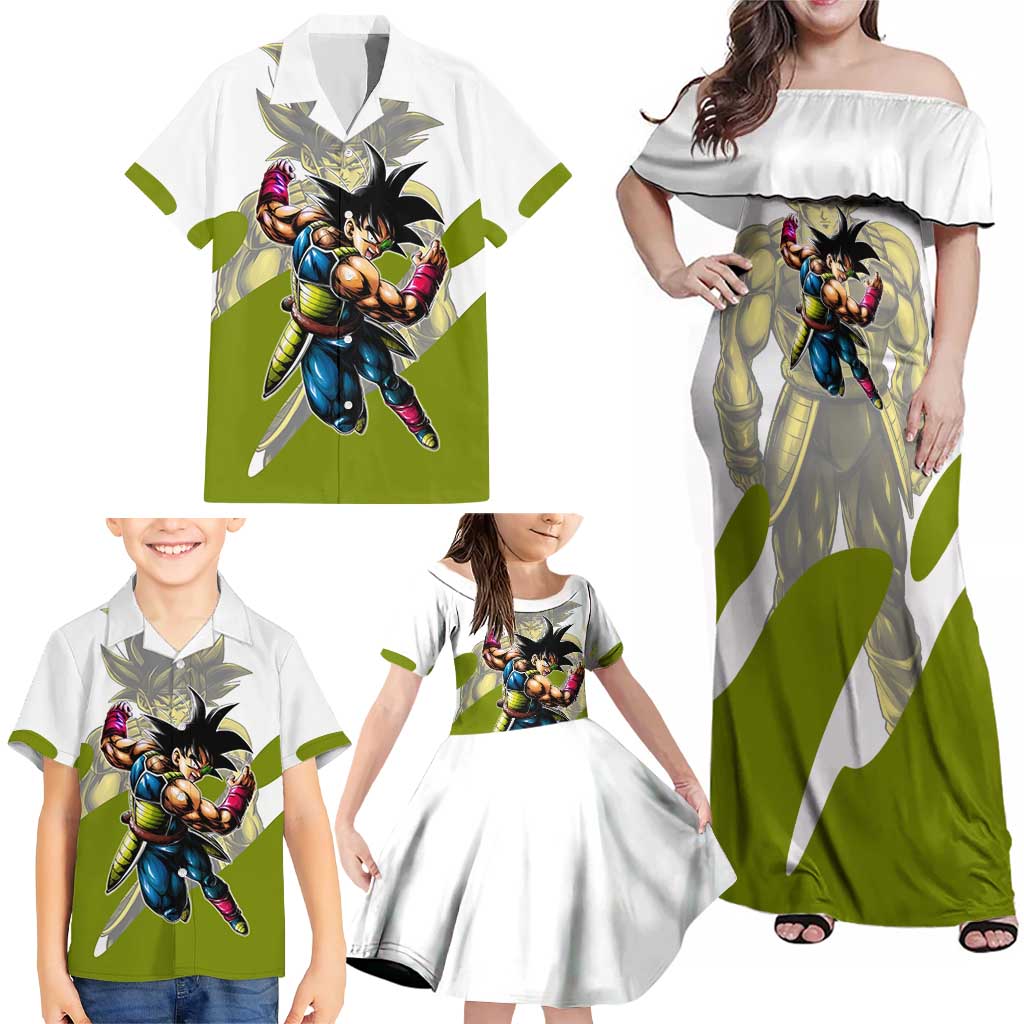 Bardock Saiyan Legacy Family Matching Off Shoulder Maxi Dress and Hawaiian Shirt Classic Anime Battle Style