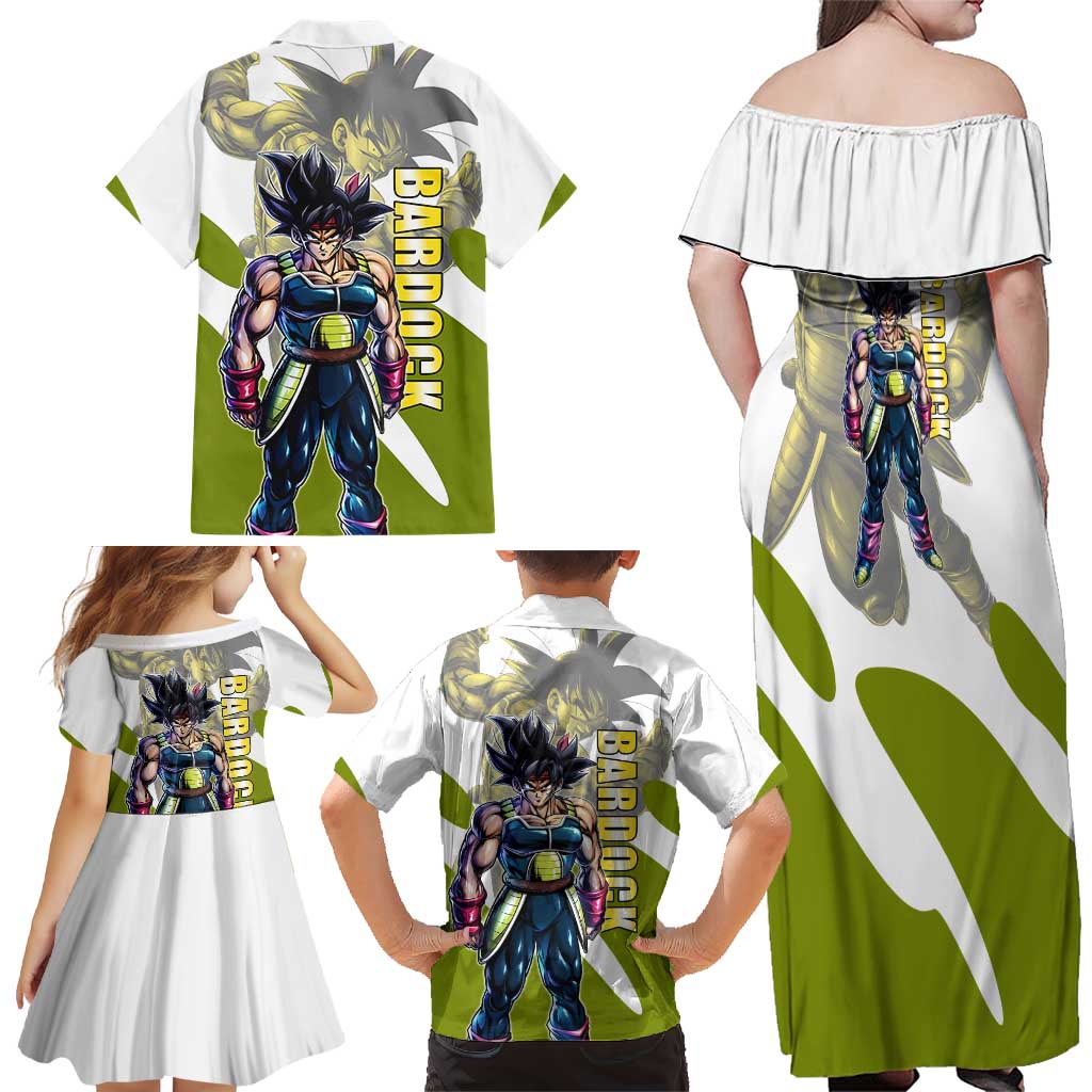 Bardock Saiyan Legacy Family Matching Off Shoulder Maxi Dress and Hawaiian Shirt Classic Anime Battle Style