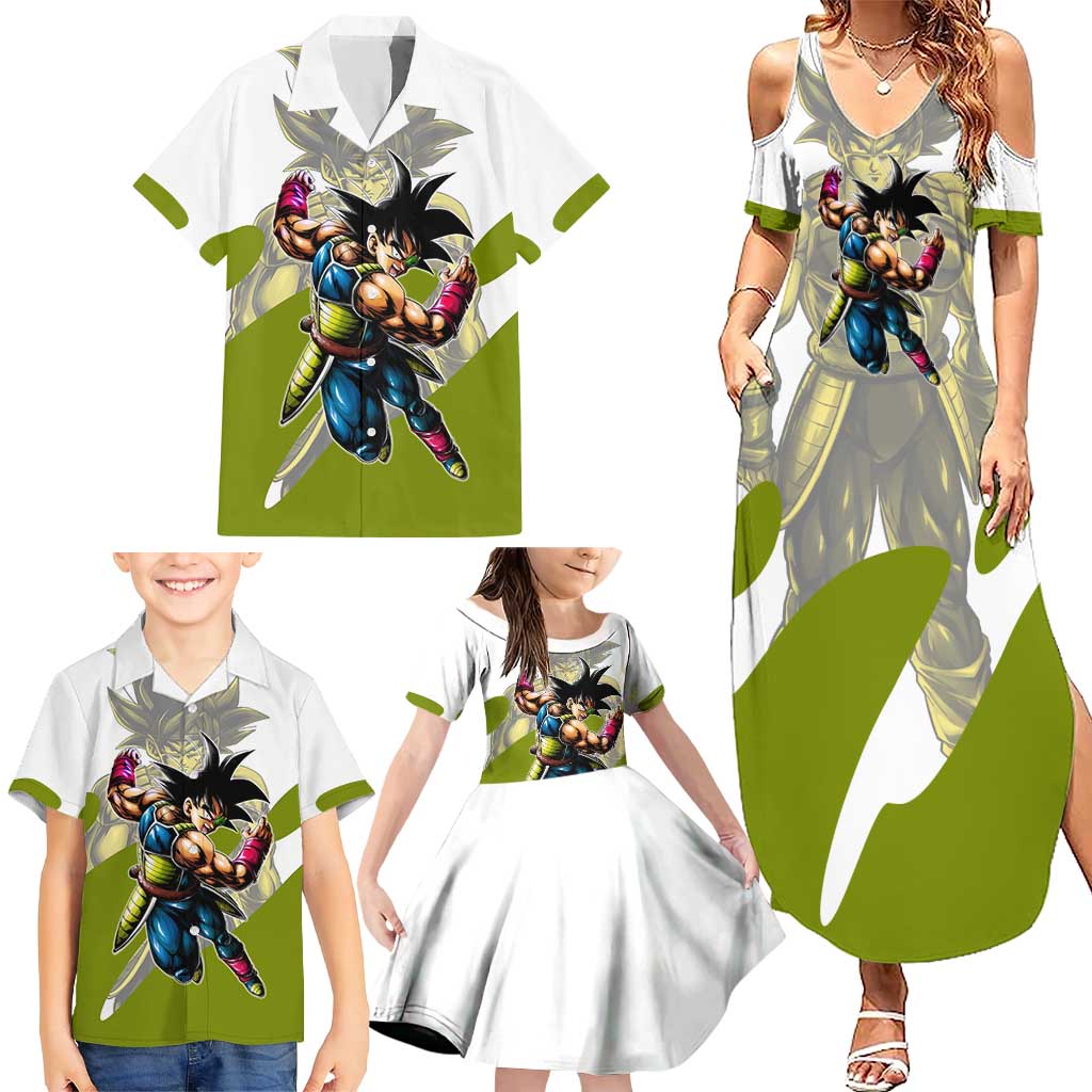 Bardock Saiyan Legacy Family Matching Summer Maxi Dress and Hawaiian Shirt Classic Anime Battle Style