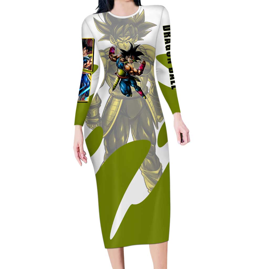 Bardock Saiyan Legacy Long Sleeve Bodycon Dress Classic Anime Battle Style