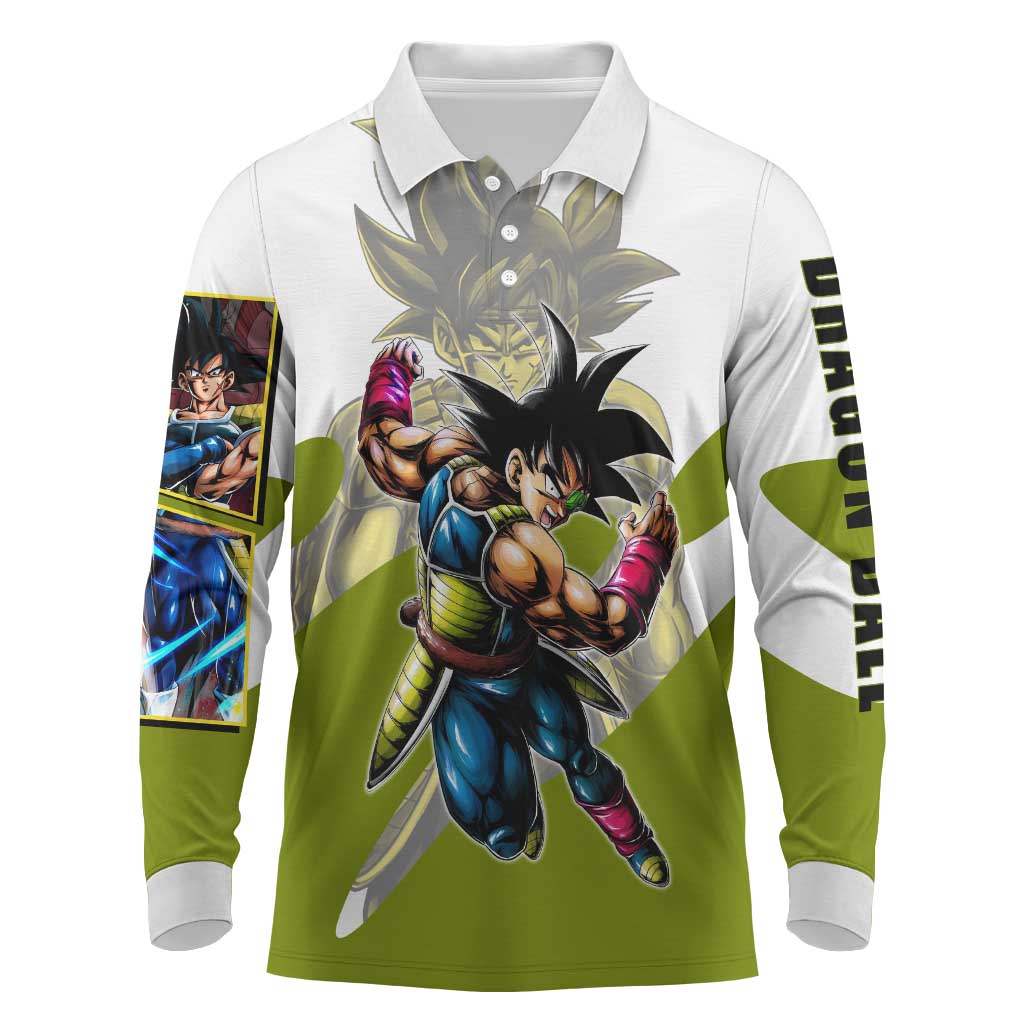 Bardock Saiyan Legacy Long Sleeve Polo Shirt Classic Anime Battle Style
