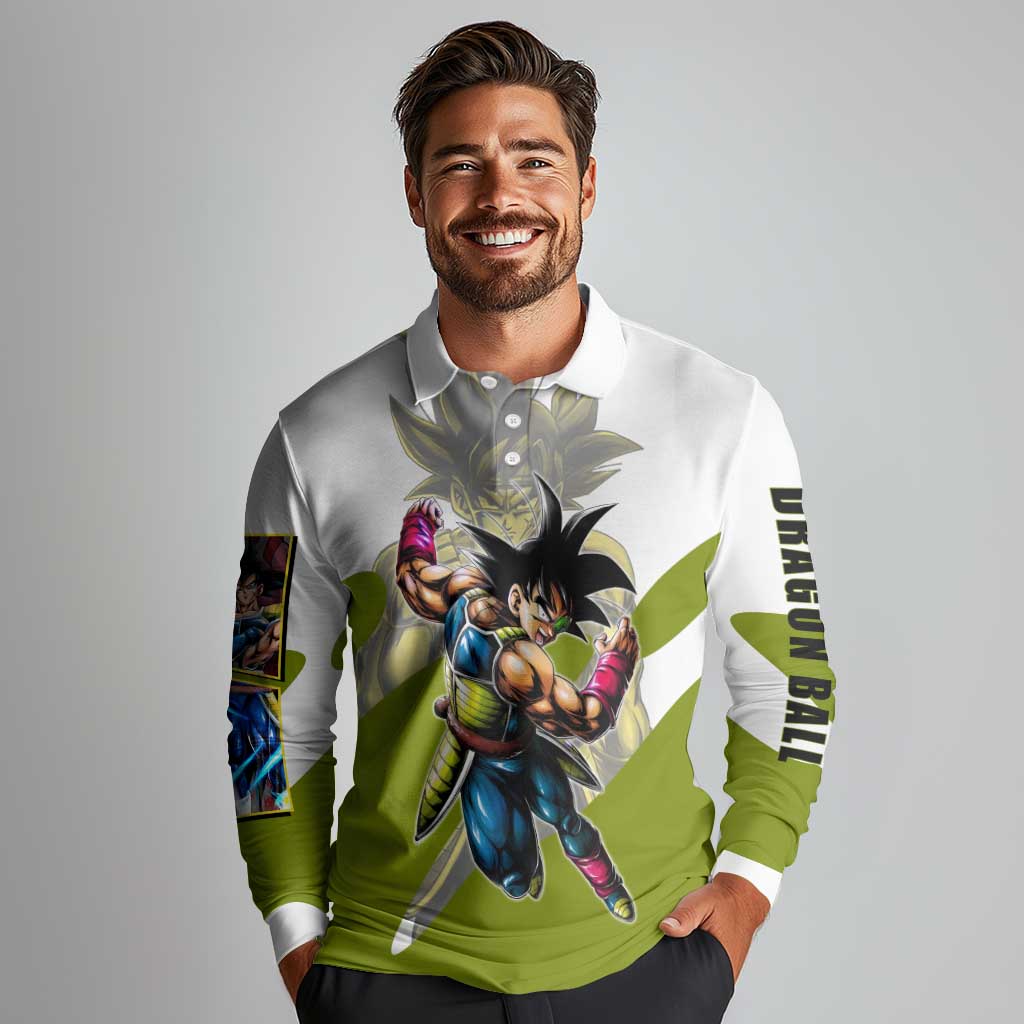 Bardock Saiyan Legacy Long Sleeve Polo Shirt Classic Anime Battle Style