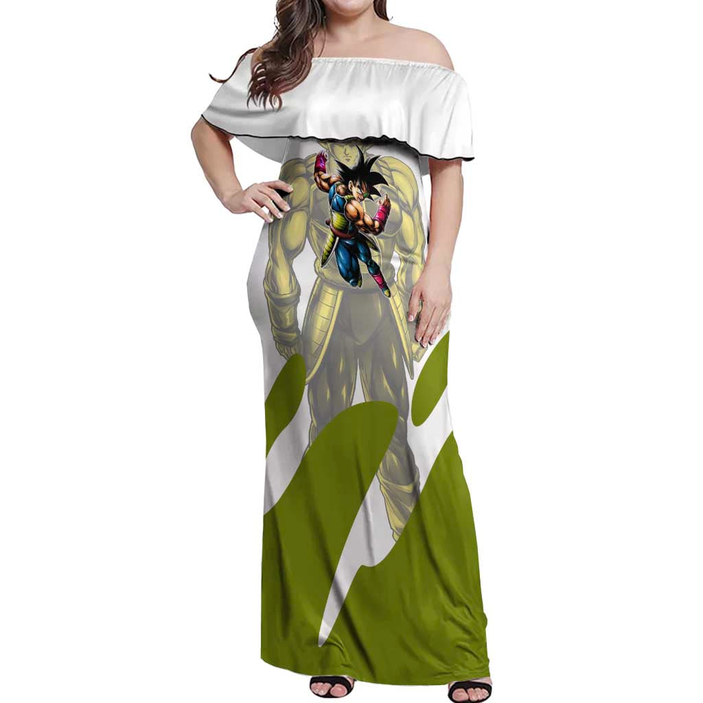 Bardock Saiyan Legacy Off Shoulder Maxi Dress Classic Anime Battle Style