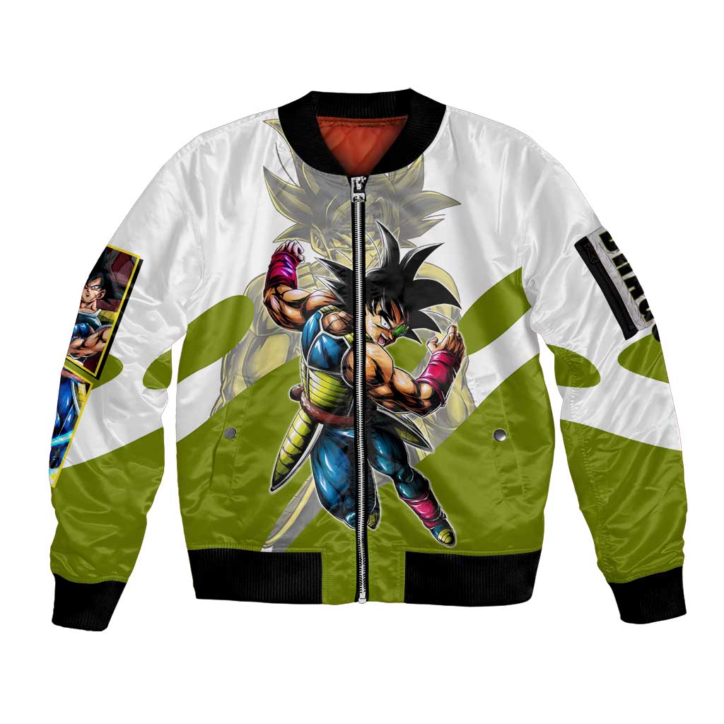 Bardock Saiyan Legacy Sleeve Zip Bomber Jacket Classic Anime Battle Style