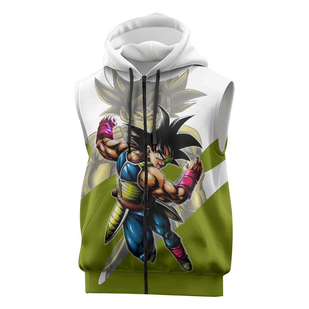 Bardock Saiyan Legacy Sleeveless Zip Hoodie Classic Anime Battle Style