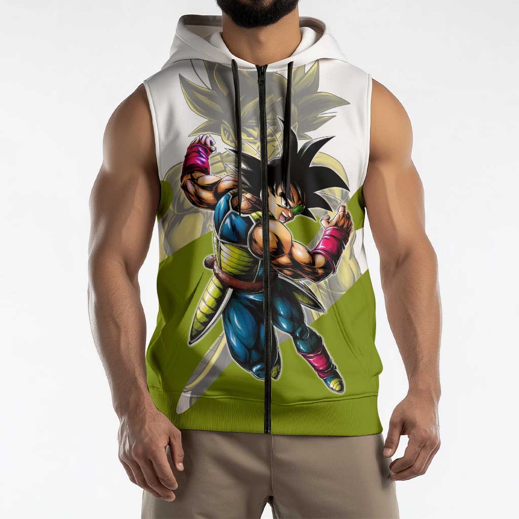 Bardock Saiyan Legacy Sleeveless Zip Hoodie Classic Anime Battle Style