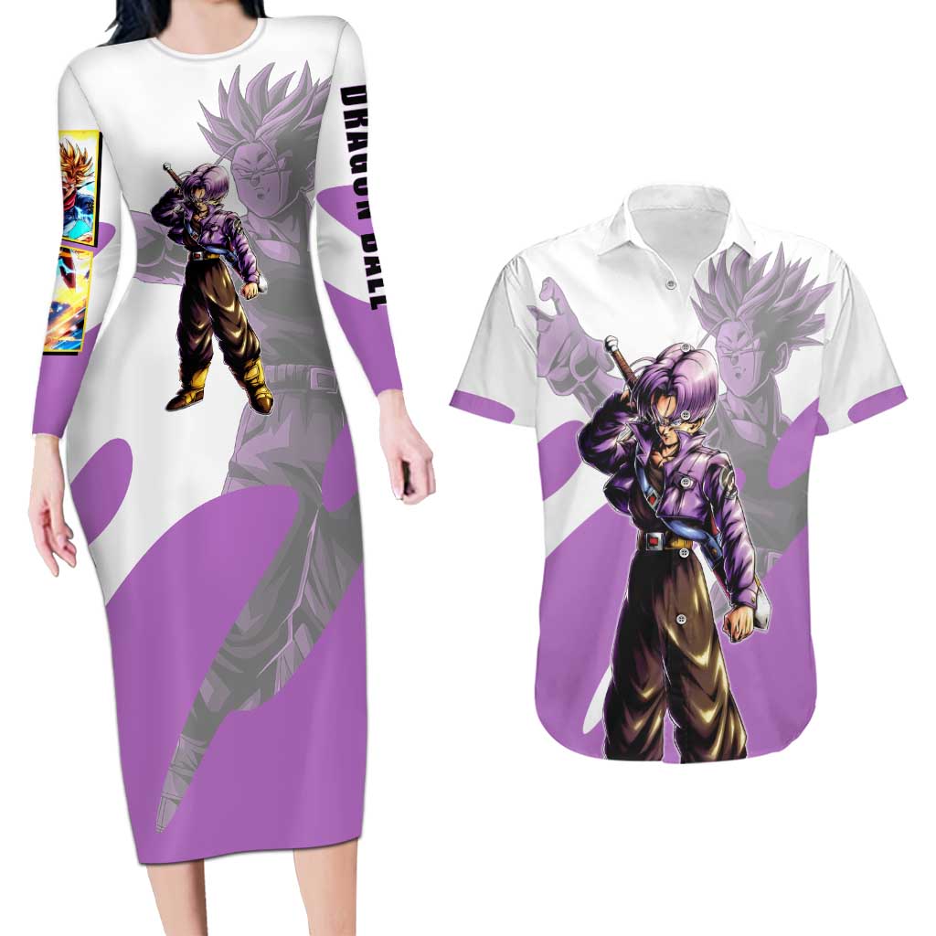 Trunks Time Warrior Couples Matching Long Sleeve Bodycon Dress and Hawaiian Shirt Dynamic Anime Sword Style
