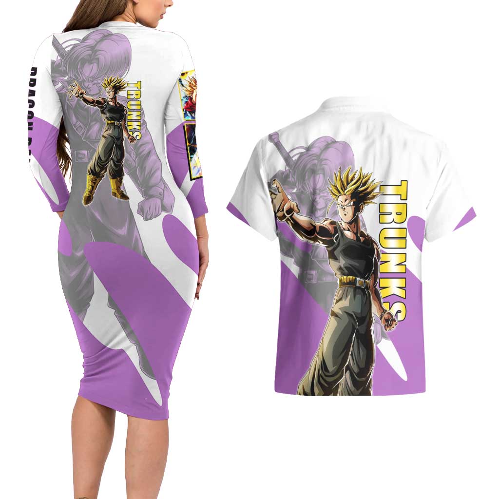 Trunks Time Warrior Couples Matching Long Sleeve Bodycon Dress and Hawaiian Shirt Dynamic Anime Sword Style