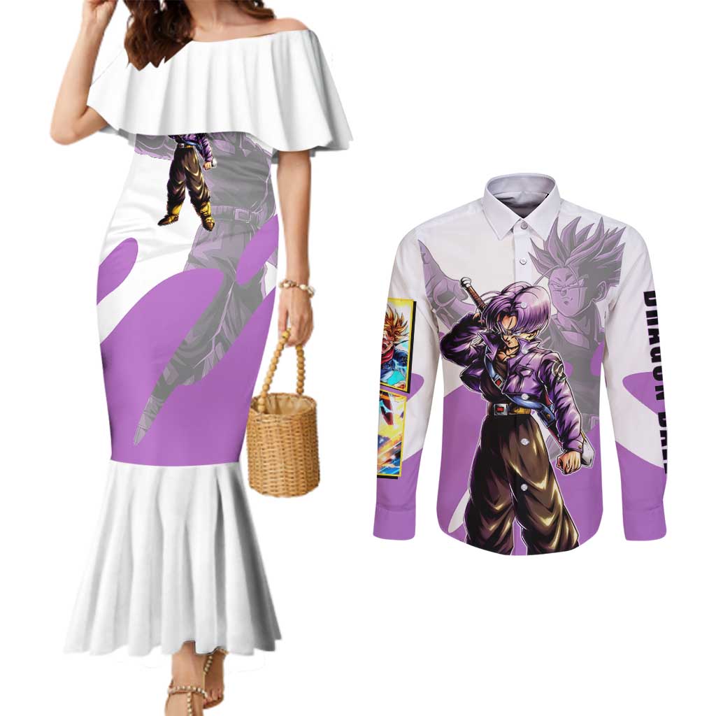 Trunks Time Warrior Couples Matching Mermaid Dress and Long Sleeve Button Shirt Dynamic Anime Sword Style