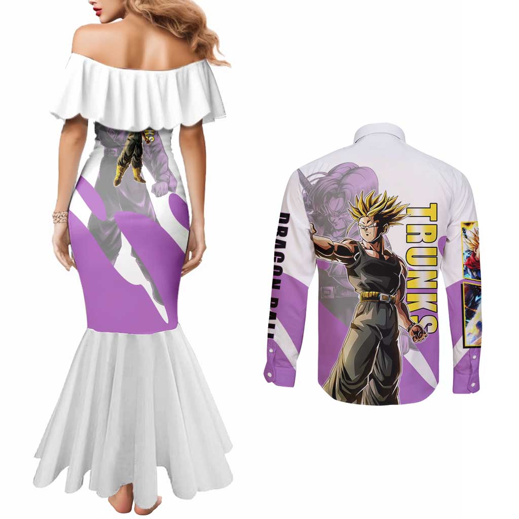 Trunks Time Warrior Couples Matching Mermaid Dress and Long Sleeve Button Shirt Dynamic Anime Sword Style