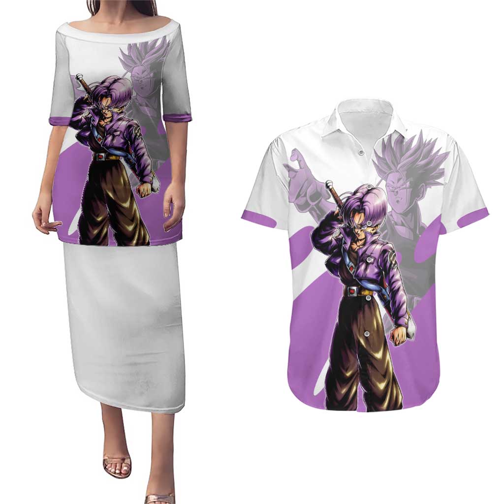 Trunks Time Warrior Couples Matching Puletasi and Hawaiian Shirt Dynamic Anime Sword Style