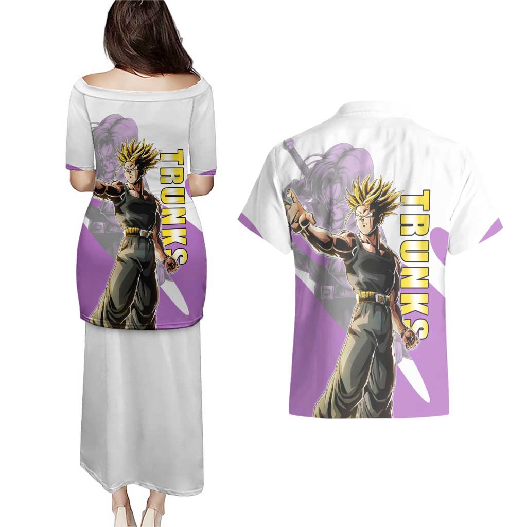 Trunks Time Warrior Couples Matching Puletasi and Hawaiian Shirt Dynamic Anime Sword Style