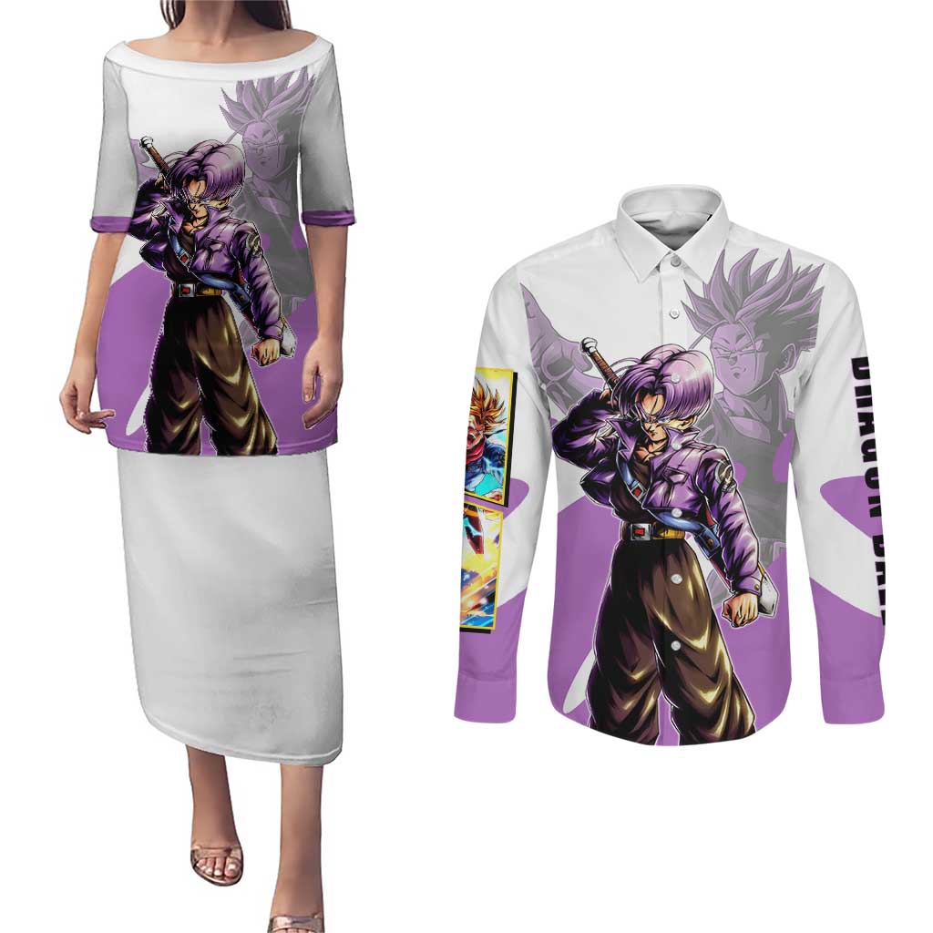 Trunks Time Warrior Couples Matching Puletasi and Long Sleeve Button Shirt Dynamic Anime Sword Style