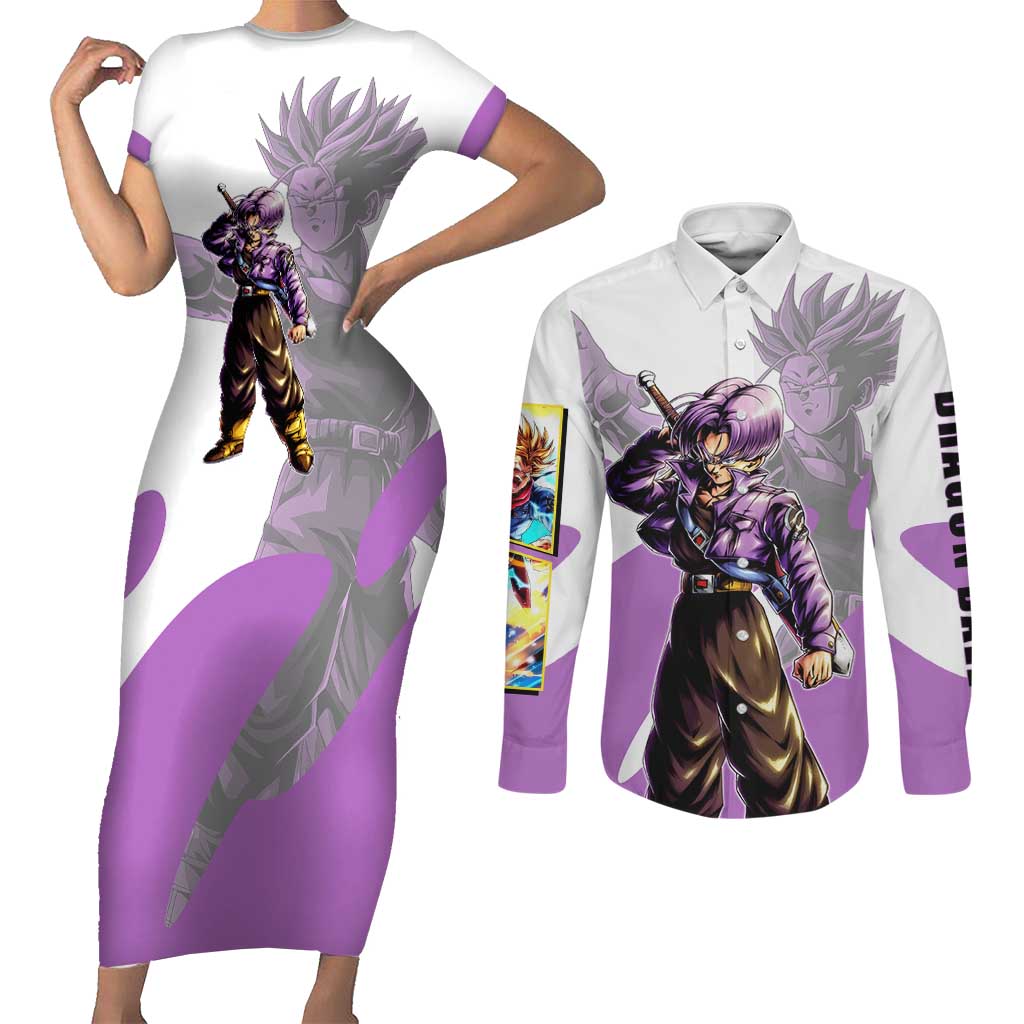 Trunks Time Warrior Couples Matching Short Sleeve Bodycon Dress and Long Sleeve Button Shirt Dynamic Anime Sword Style