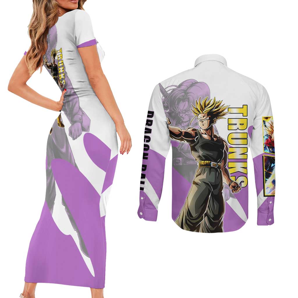 Trunks Time Warrior Couples Matching Short Sleeve Bodycon Dress and Long Sleeve Button Shirt Dynamic Anime Sword Style