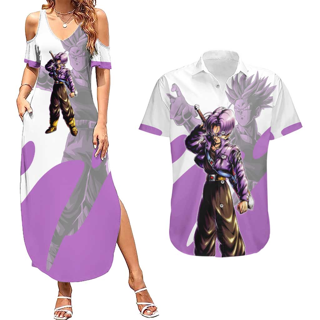 Trunks Time Warrior Couples Matching Summer Maxi Dress and Hawaiian Shirt Dynamic Anime Sword Style