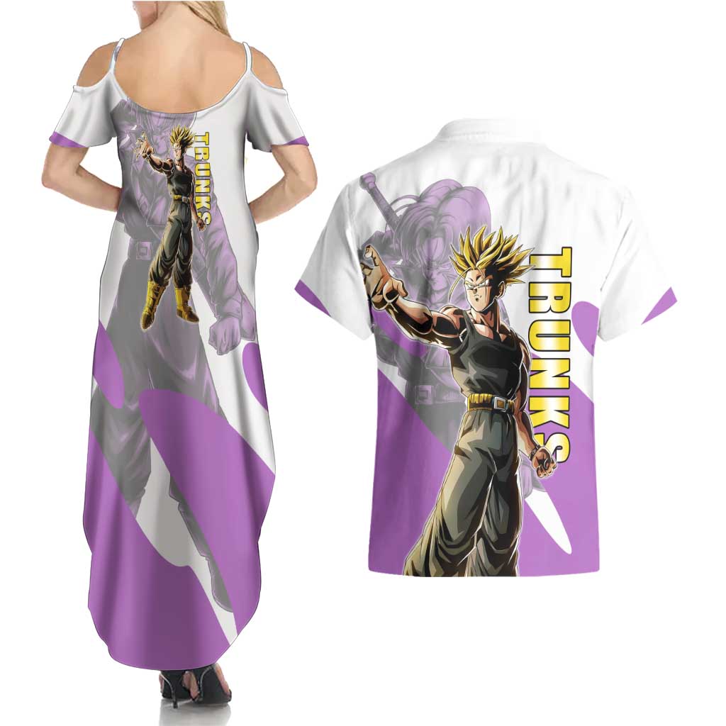 Trunks Time Warrior Couples Matching Summer Maxi Dress and Hawaiian Shirt Dynamic Anime Sword Style