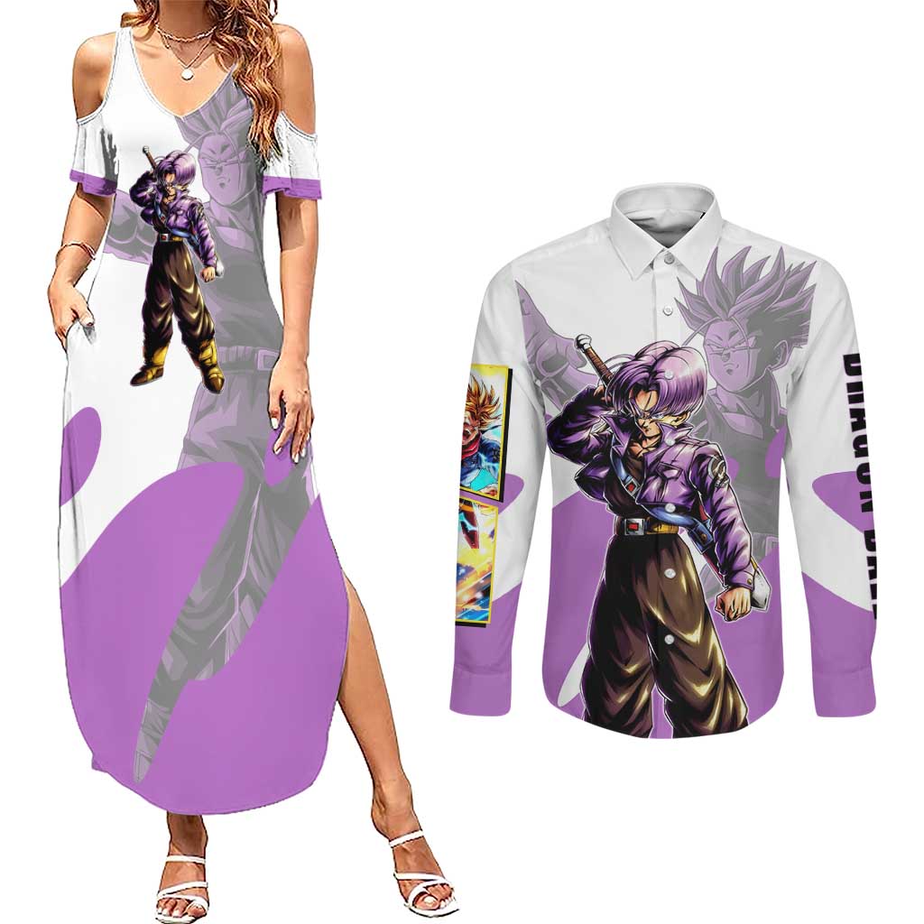Trunks Time Warrior Couples Matching Summer Maxi Dress and Long Sleeve Button Shirt Dynamic Anime Sword Style