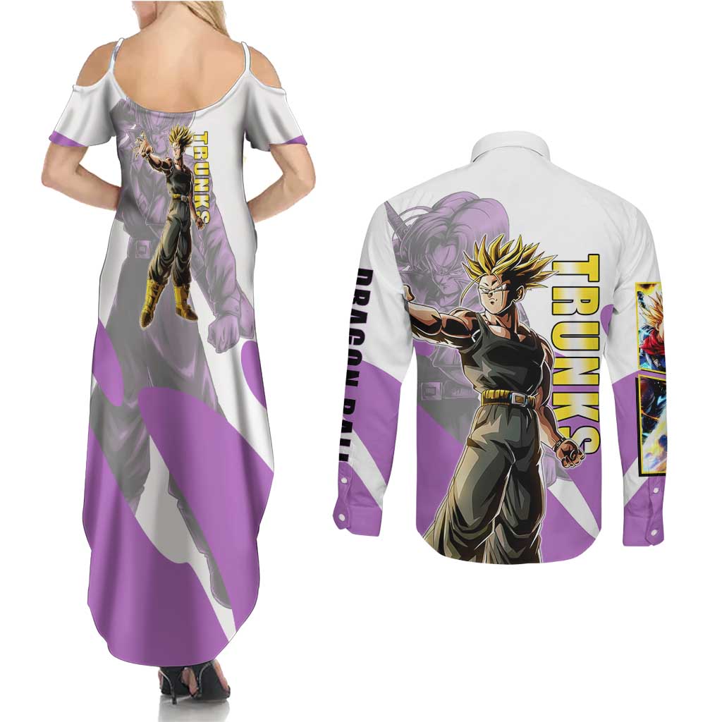 Trunks Time Warrior Couples Matching Summer Maxi Dress and Long Sleeve Button Shirt Dynamic Anime Sword Style