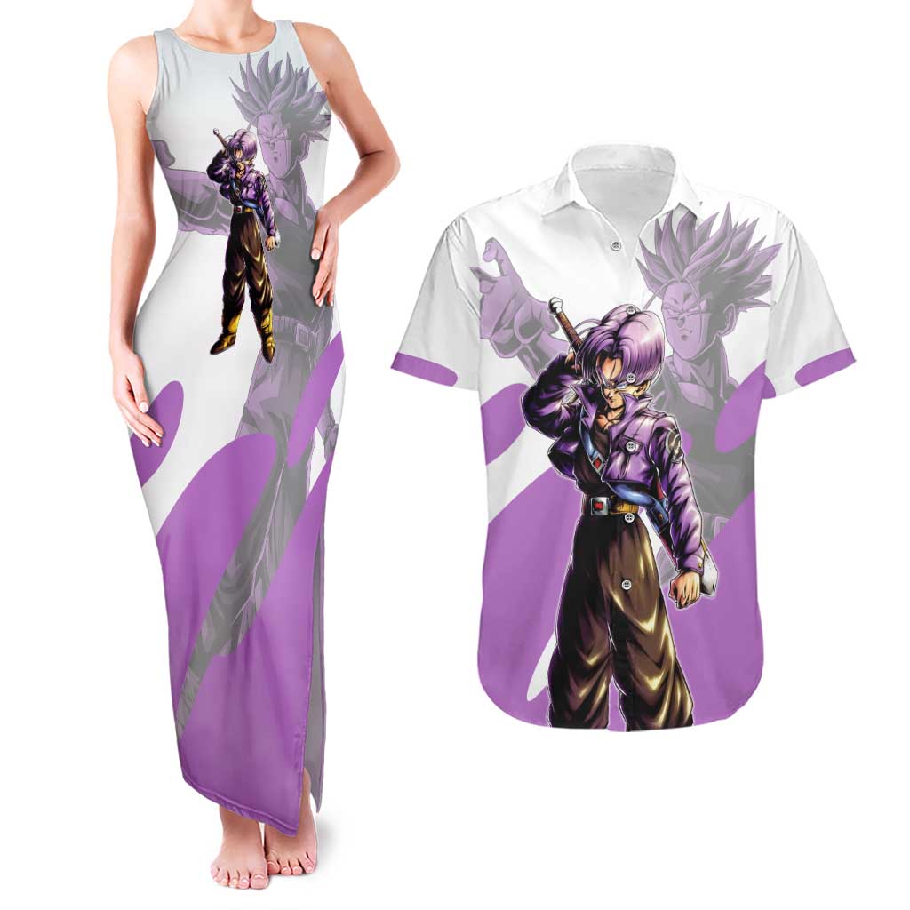 Trunks Time Warrior Couples Matching Tank Maxi Dress and Hawaiian Shirt Dynamic Anime Sword Style