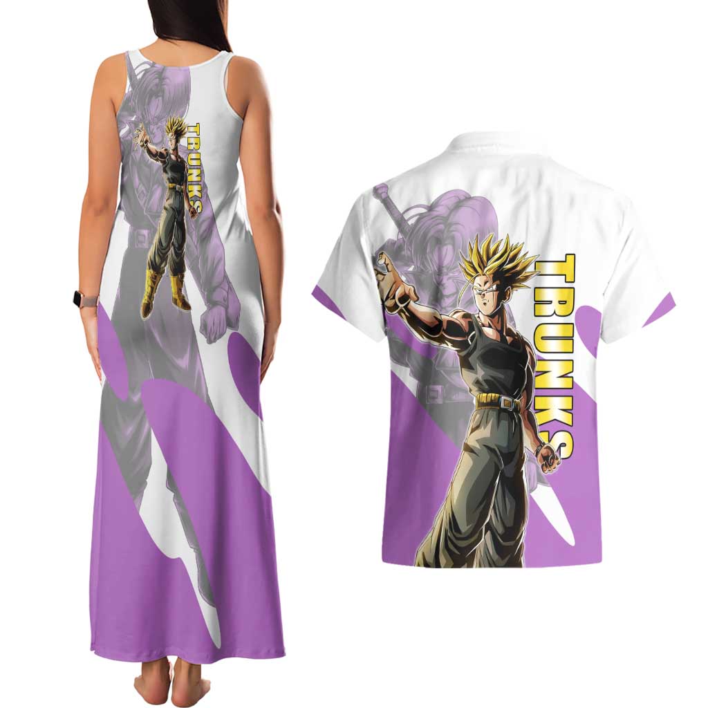 Trunks Time Warrior Couples Matching Tank Maxi Dress and Hawaiian Shirt Dynamic Anime Sword Style