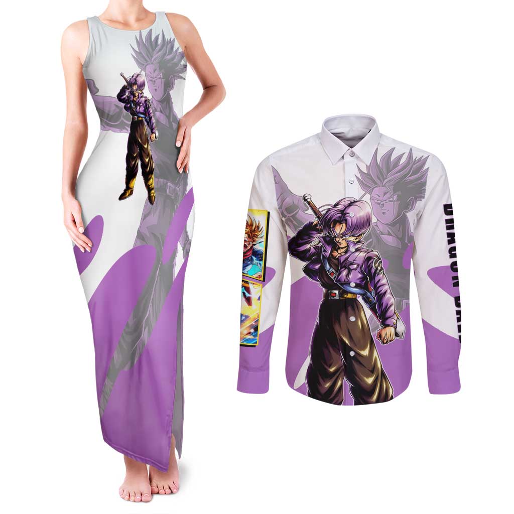 Trunks Time Warrior Couples Matching Tank Maxi Dress and Long Sleeve Button Shirt Dynamic Anime Sword Style