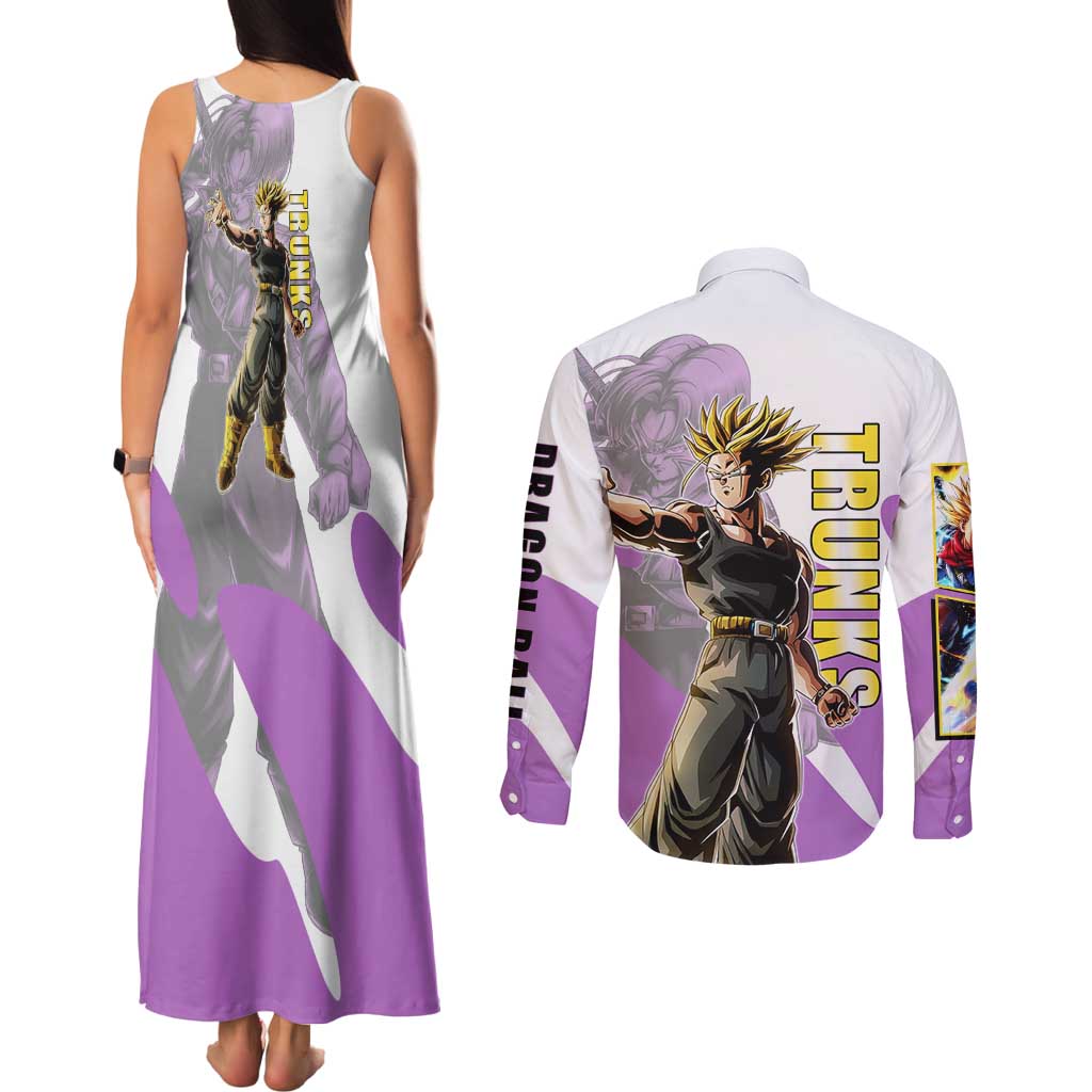Trunks Time Warrior Couples Matching Tank Maxi Dress and Long Sleeve Button Shirt Dynamic Anime Sword Style