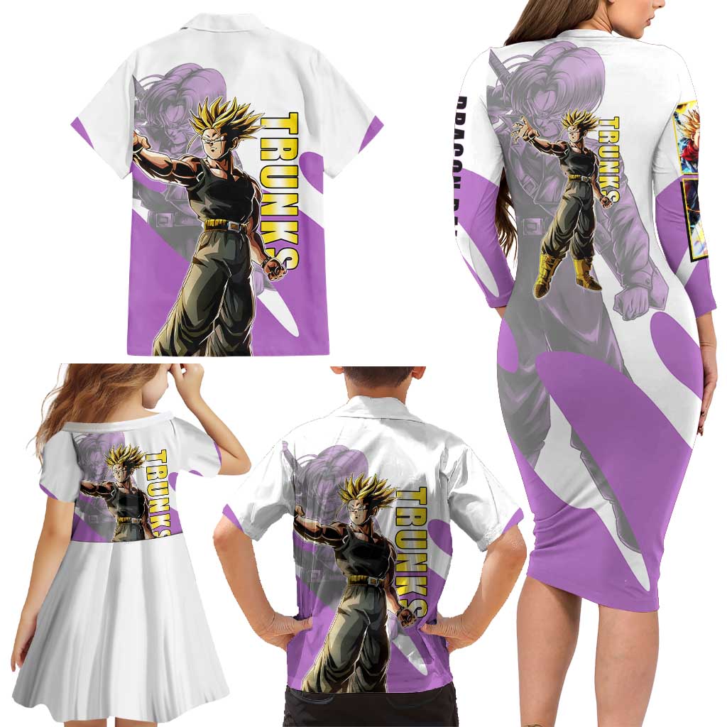 Trunks Time Warrior Family Matching Long Sleeve Bodycon Dress and Hawaiian Shirt Dynamic Anime Sword Style