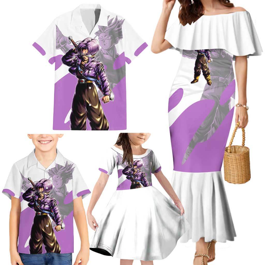 Trunks Time Warrior Family Matching Mermaid Dress and Hawaiian Shirt Dynamic Anime Sword Style