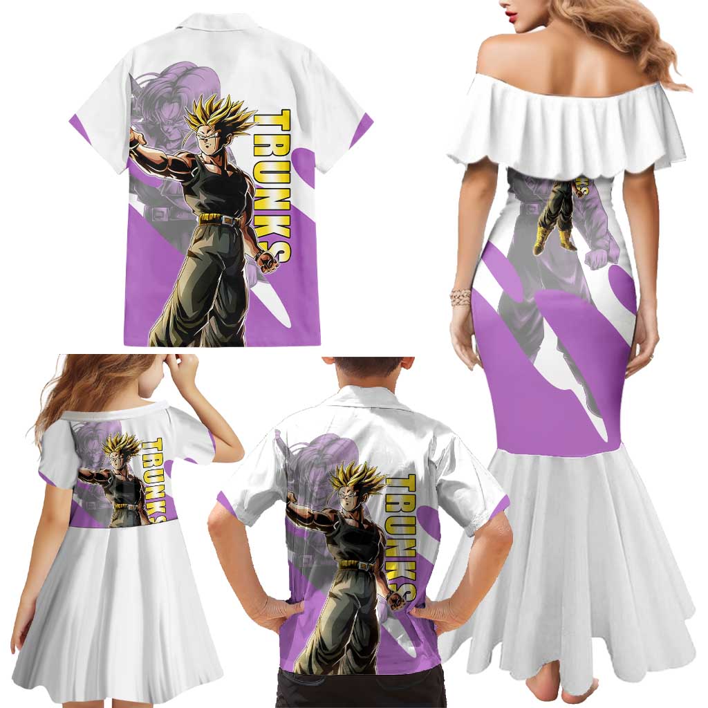 Trunks Time Warrior Family Matching Mermaid Dress and Hawaiian Shirt Dynamic Anime Sword Style