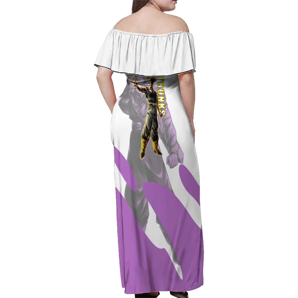 Trunks Time Warrior Family Matching Off Shoulder Maxi Dress and Hawaiian Shirt Dynamic Anime Sword Style