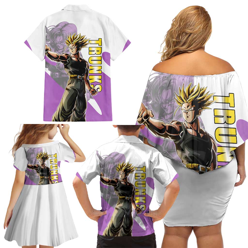 Trunks Time Warrior Family Matching Off Shoulder Short Dress and Hawaiian Shirt Dynamic Anime Sword Style