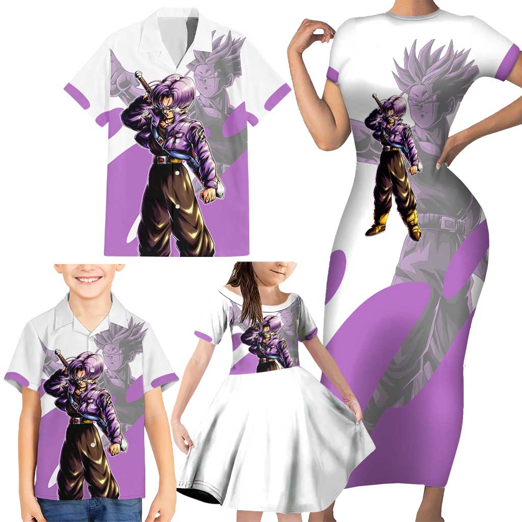 Trunks Time Warrior Family Matching Short Sleeve Bodycon Dress and Hawaiian Shirt Dynamic Anime Sword Style