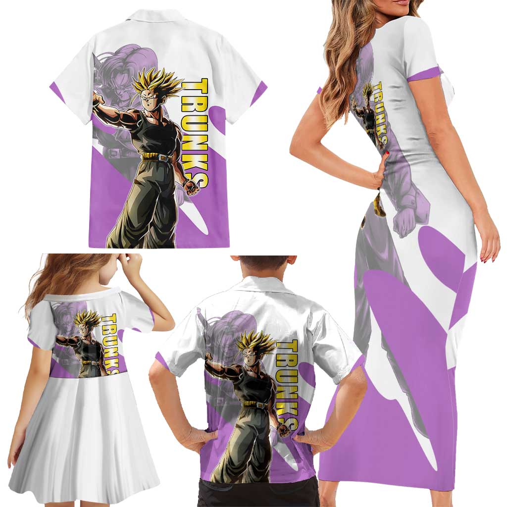Trunks Time Warrior Family Matching Short Sleeve Bodycon Dress and Hawaiian Shirt Dynamic Anime Sword Style