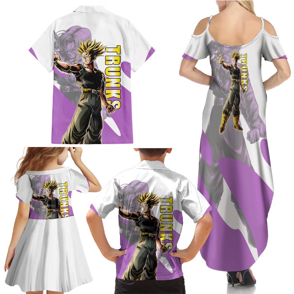 Trunks Time Warrior Family Matching Summer Maxi Dress and Hawaiian Shirt Dynamic Anime Sword Style