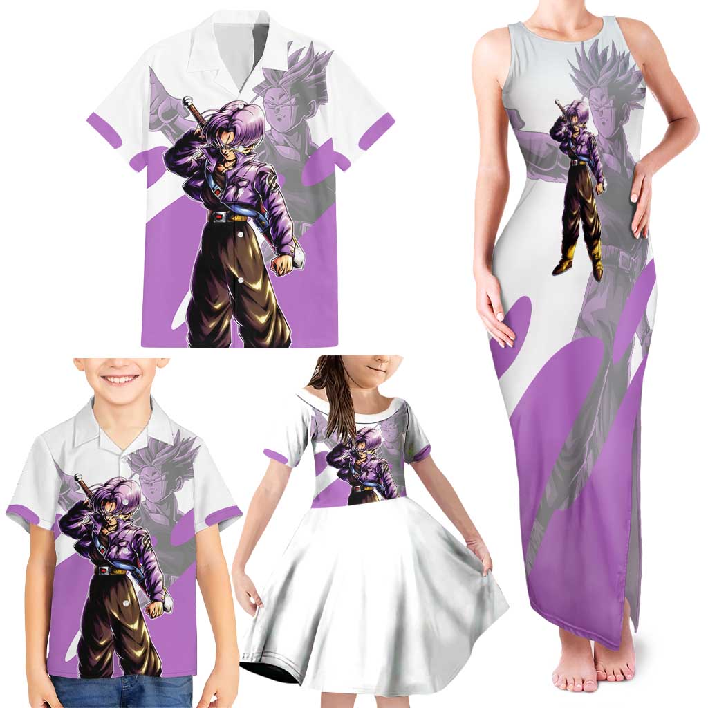 Trunks Time Warrior Family Matching Tank Maxi Dress and Hawaiian Shirt Dynamic Anime Sword Style