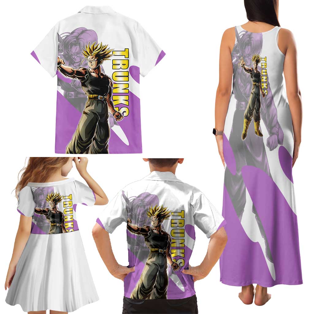 Trunks Time Warrior Family Matching Tank Maxi Dress and Hawaiian Shirt Dynamic Anime Sword Style