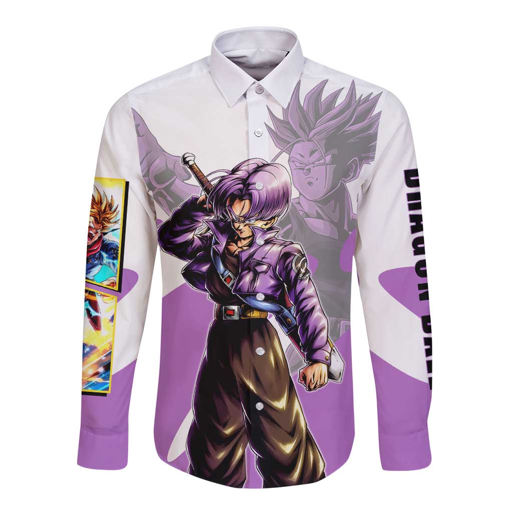 Trunks Time Warrior Long Sleeve Button Shirt Dynamic Anime Sword Style
