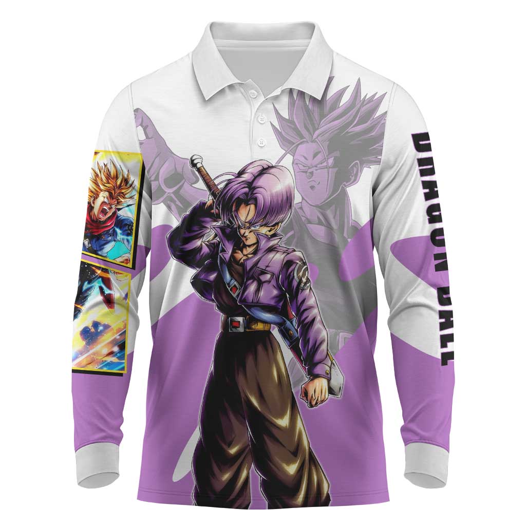Trunks Time Warrior Long Sleeve Polo Shirt Dynamic Anime Sword Style