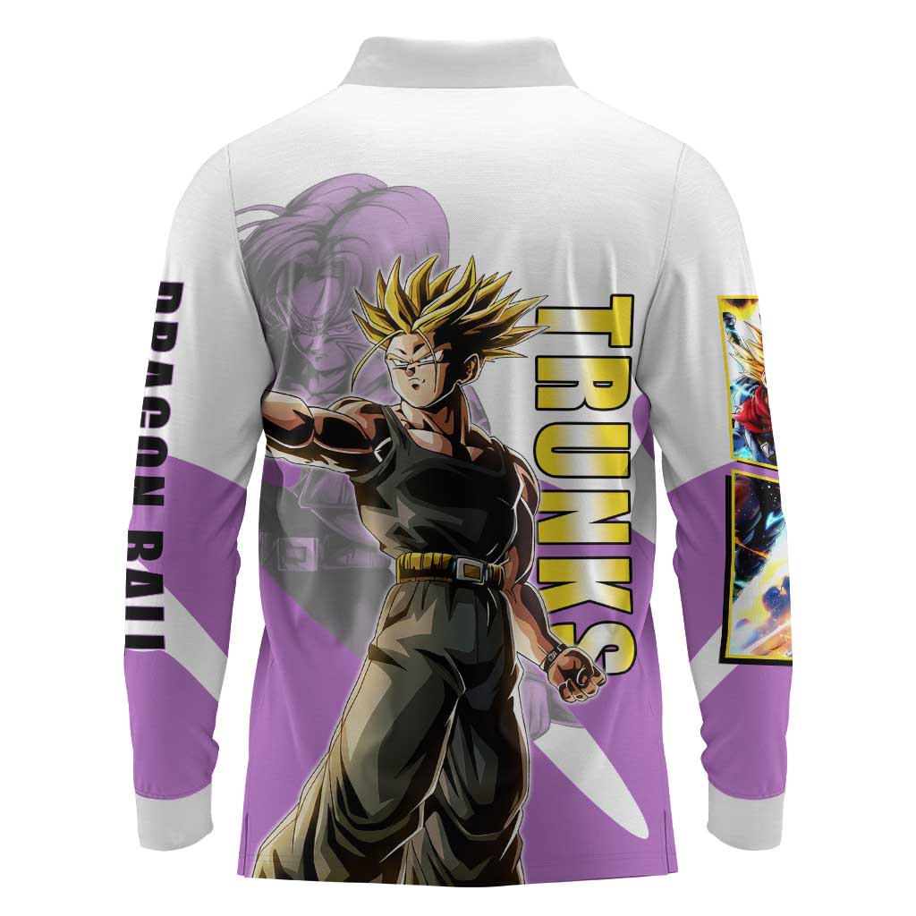 Trunks Time Warrior Long Sleeve Polo Shirt Dynamic Anime Sword Style