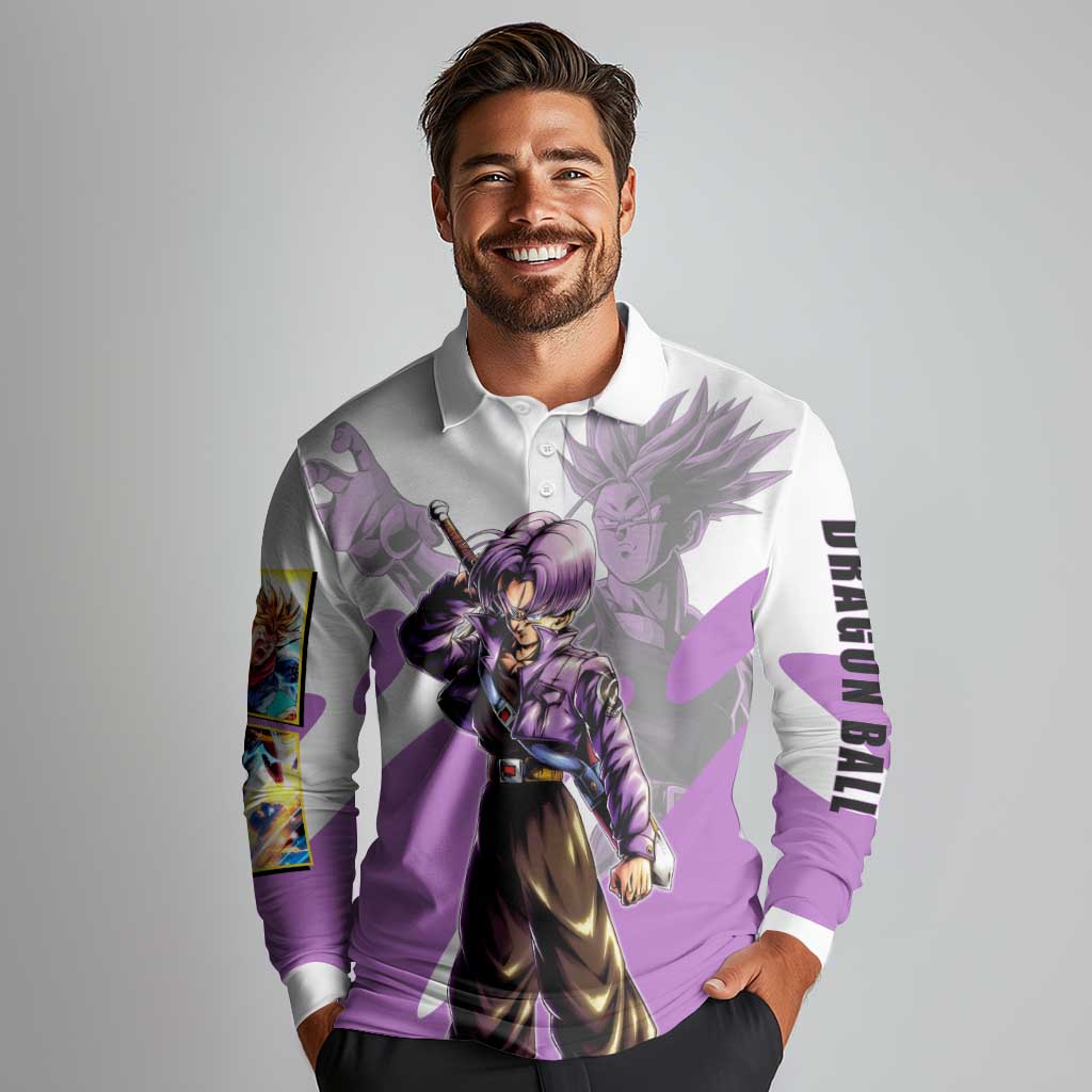 Trunks Time Warrior Long Sleeve Polo Shirt Dynamic Anime Sword Style