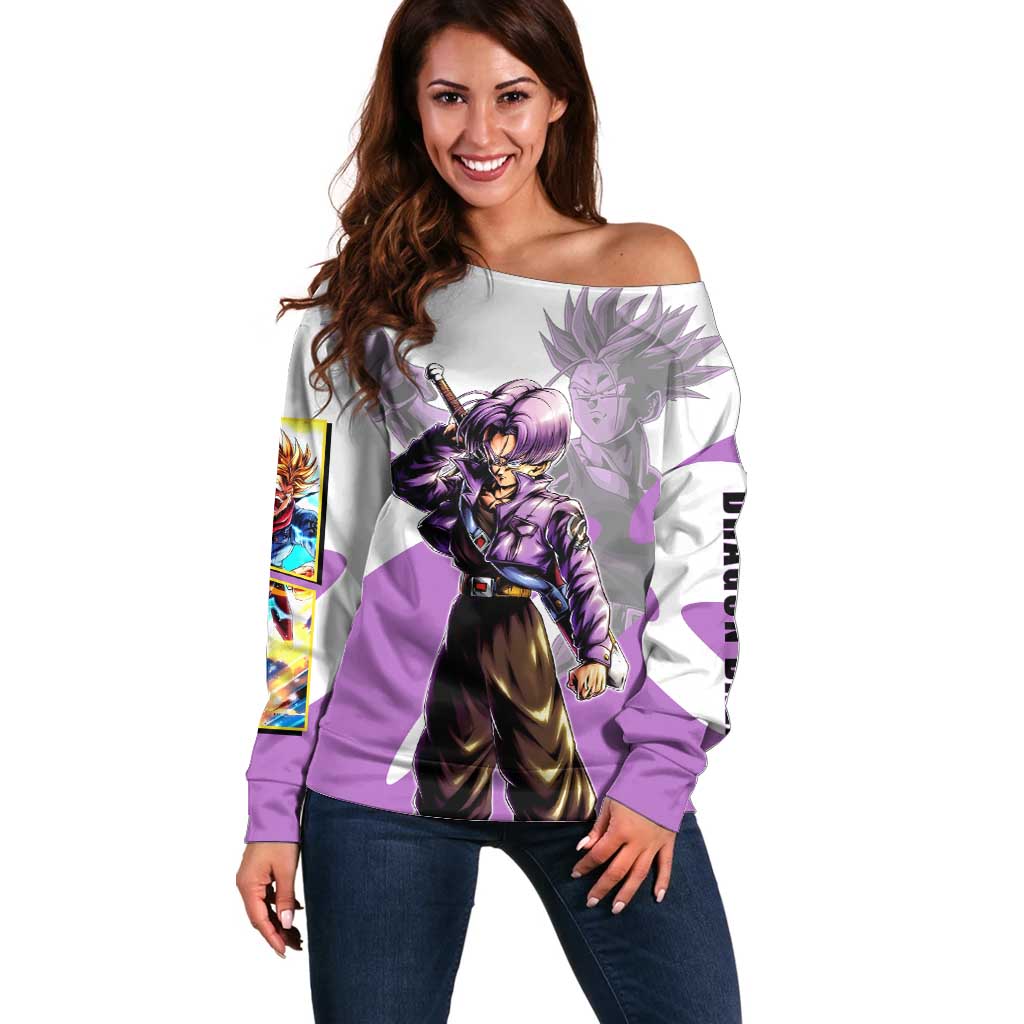 Trunks Time Warrior Off Shoulder Sweater Dynamic Anime Sword Style